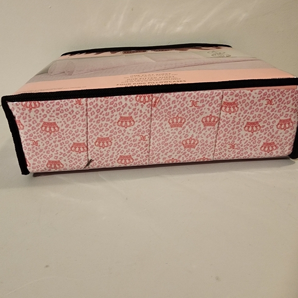 Juicy Couture Hot Pink Cheetah Print Crown Logo 6 Piece King Sheet Set - Picture 6 of 7